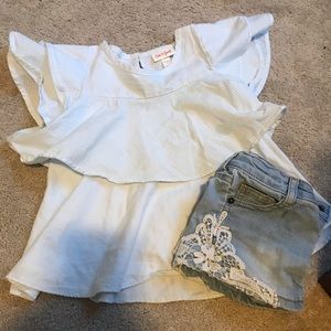 Shirt and jean shorts